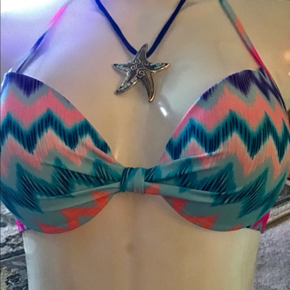 PINK Victoria Secret bikini top multicolor S/P 💕 zigzags pink turquoise … - Picture 10 of 11
